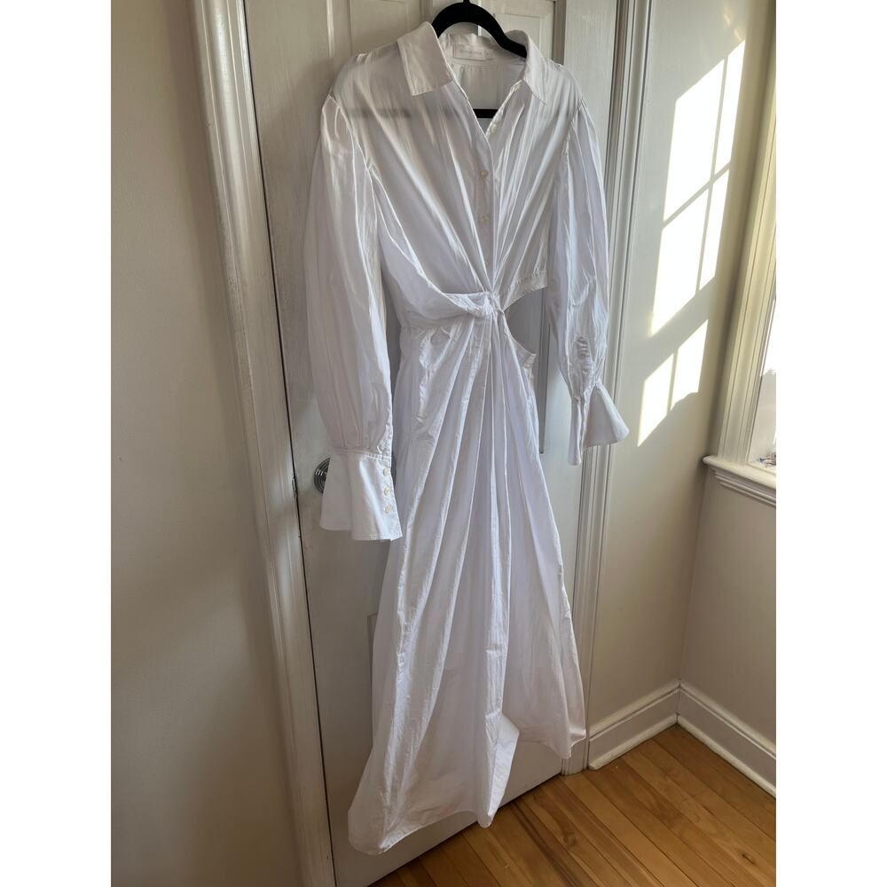 Jonathan Simkhai Fraya Plisse Poplin Cutout Maxi Dress White Size 0 Resort - Picture 3 of 7